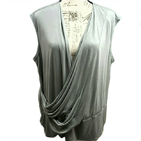 Laura Plus Petites Tops - Laura Plus Faux Wrap Plus Size Sleeveless Top 3X